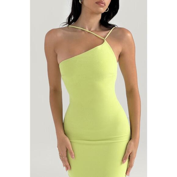 House Of CB Alessia Feather Trim Midi Dress - Xl Lime - Picture 4 of 6